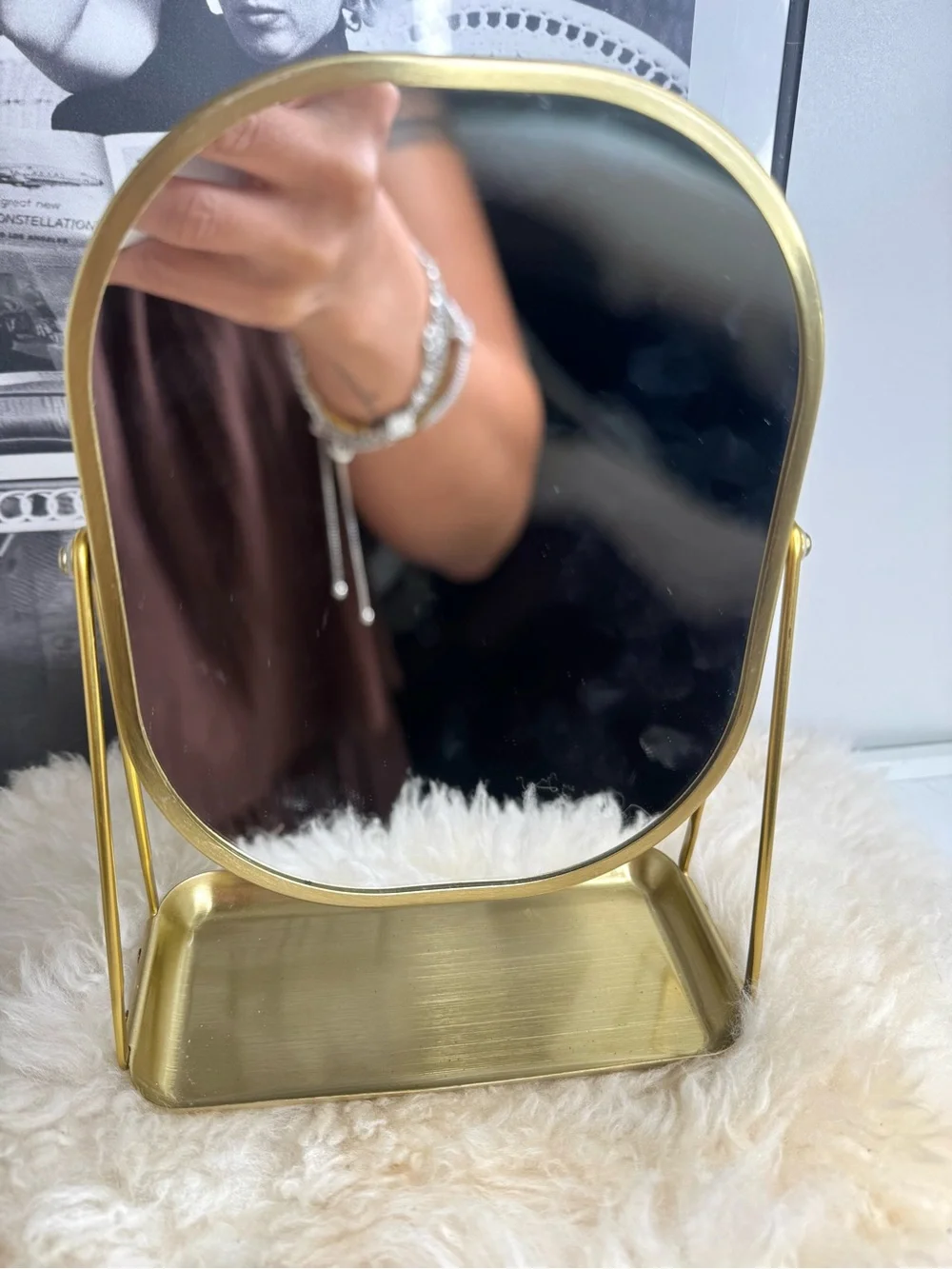 Gold Oval Vanity Mirror with Tray - Home Bath